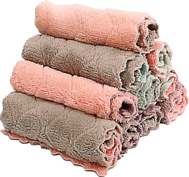 Microfiber Kitchen Washcloths, Super Absorbent Coral Velvet Dishtowels, Premium 