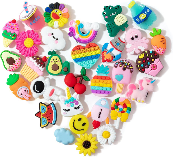 Mr. Pen- Different Charms, 30, 50, 60 Pcs, PVC Random Decoration Charms for Decoration Sweet Candy