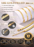 CHESKY Gold Necklace for Women-14K Plated Sterling Silver Snake Chain Necklace Dainty Simple Chunky Herringbone Necklace Choker Necklaces Jewelry