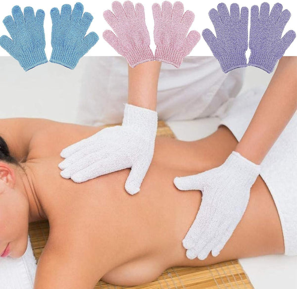 8 PCS ROTOPATA Deep Exfoliating Gloves Mitt with Hanging Loop for Shower, Spa, Body Scrubs, Dead Skin Cell Remover Bathing Accessories