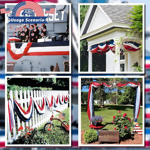 2x20 Ft Red White and Blue Banner Decorations 3 Pack,4th of July Banners for Outside,Bunting Flags for Independence Day,Labor Day,Veterans