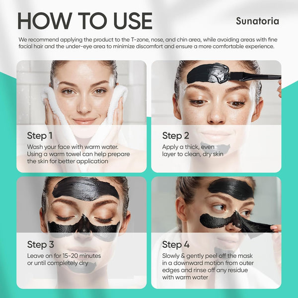 SUNATORIA Blackhead Remover Mask - for Women and Men - Activated Charcoal Peel off Face Mask - Deep Pore Cleaner Nose Blackhead Remover Pore