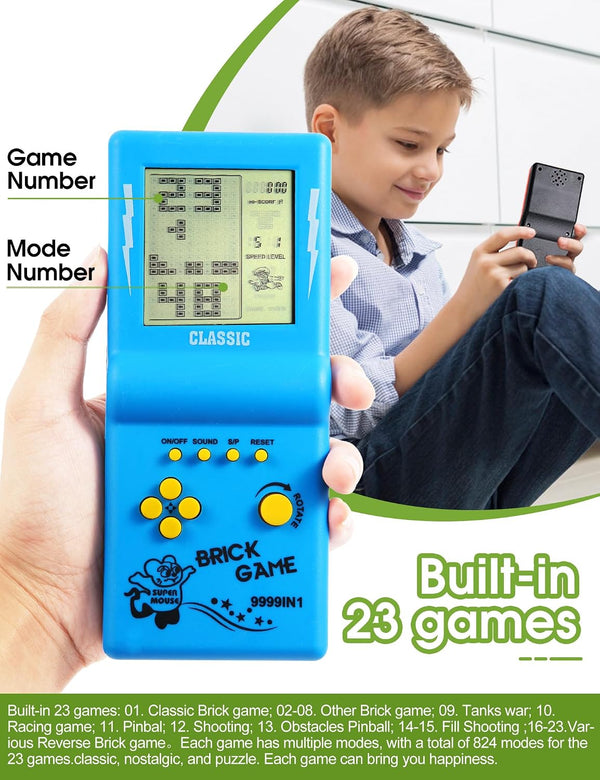 HLF 3.5-inch Large Screen Retro Brick Game Console for the 80s/90s Building Block Racing/Tank Game Built-in 23 Classic Games Nostalgic Puzzle