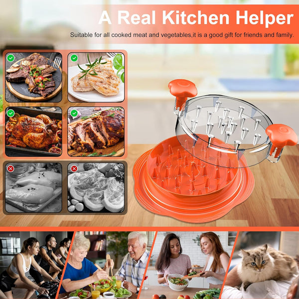 SURETIVIAN Chicken Shredder Tool Twist Large Chicken Breast Shredder with Brush&Fork, Visible Meat Shredder Machine, Anti-Slip Strip, Ergonomic