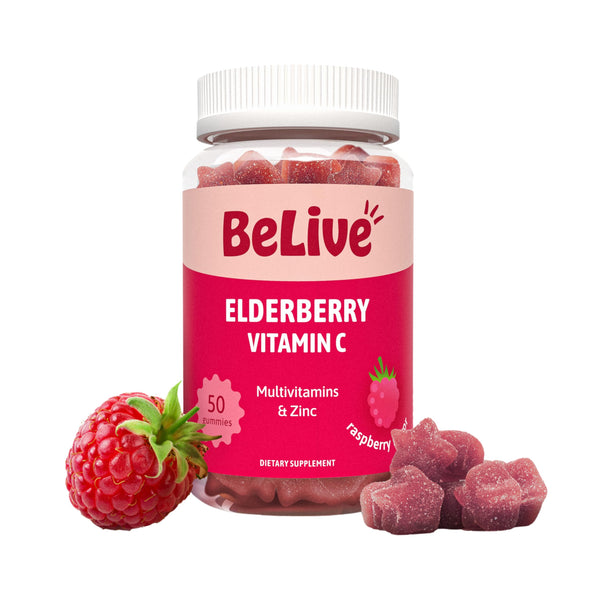 Belive Elderberry Gummies with Zinc and Vitamin C, D, A, E, B12-50 Ct I Immune Support Supplement for Healthy Bones & Teeth, Vegan, Keto & Non-Gmo