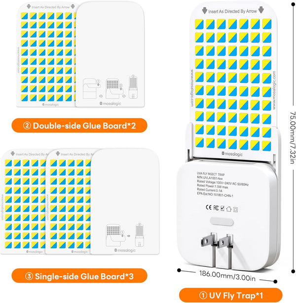 Mosalogic Fruit Fly Traps for Indoors Gnat Trap for House Indoor-600 Sqft Protection Area UV Fly Insect Trapper for Fruit Flies?Gnat?Mosquito?And