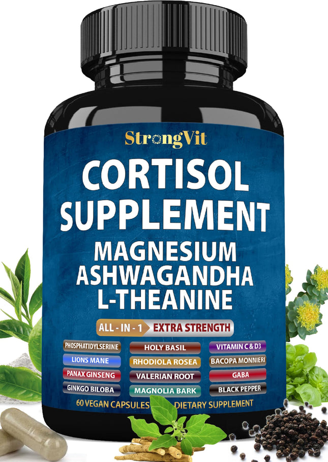 Cortisol Supplements for Women and Men with Magnesium, Ashwagandha & L-Theanine.