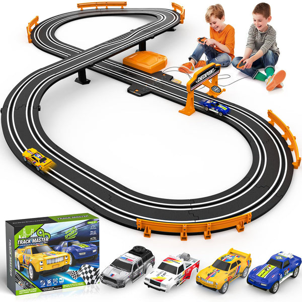 Slot Car Race Track Sets for Boys, Race Car Track with 2 High-Speed Slot Cars, Battery or Electric Car Track, Dual Racing Game Lap Counter Track