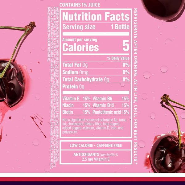 Sparkling Ice, Black Cherry Sparkling Water, Zero Sugar Flavored Water, with Vitamins and Antioxidants, Low Calorie Beverage, 17 Fl Oz Bottles