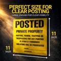 Posted Sign – No Hunting No Trespassing 11 x 11 Inch, Yellow Private Property Warning Signs, Outdoor Signs for Fence, Yard, Woods and Property