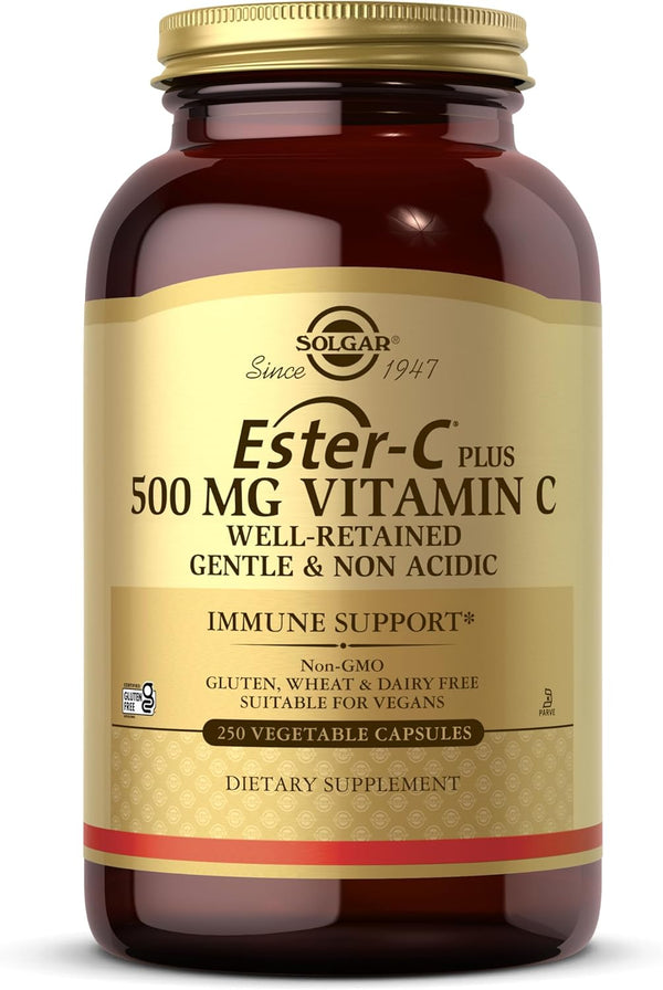 Solgar Ester-C plus Vitamin C (Ascorbate Complex) - Gentle & Non Acidic - Antioxidant & Immune Support - Non GMO, Vegan, Gluten Free, Kosher -
