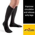 FUTURO Dress Socks for Men, Large, Black, Firm (20-30 mm/Hg) Large Firm Compression (20-30 mm/Hg)