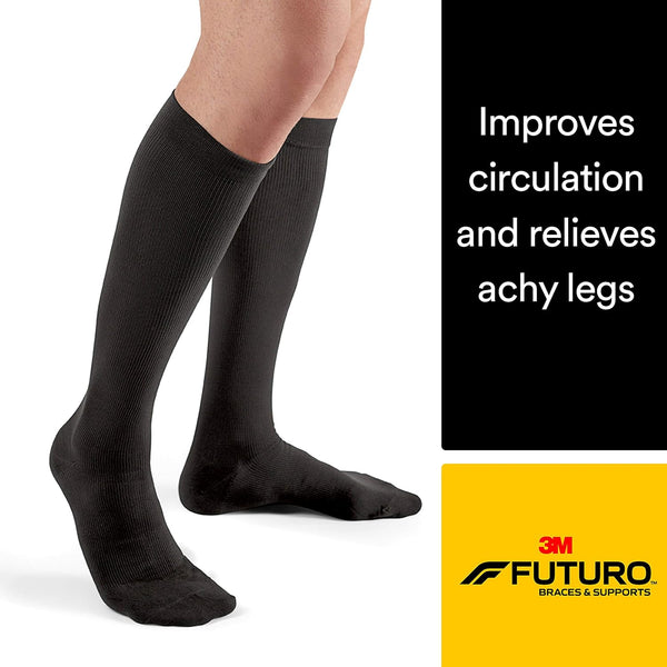 FUTURO Dress Socks for Men, Large, Black, Firm (20-30 mm/Hg) Large Firm Compression (20-30 mm/Hg)