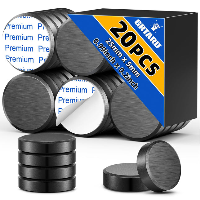 Grtard 20 Pack round Ceramic Magnets with Adhesive Backing Ceramic Magnets round Disc Magnets, Perfect for Refrigerator 
