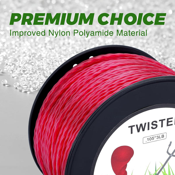 Dalom 105 Trimmer Line Round Twist Heavy Duty Weed Wacker String .105-Inch-by-690-ft Includes Cutting Tool Weed String Trimmer Line 2.7 mm 3LB 3