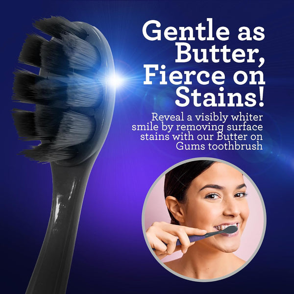 GuruNanda Butter on Gums Charcoal Toothbrush - 8000+ SoftexTM Bristles for Sensitive Teeth & Gums, Aids in Teeth Whitening, Extra Soft (6 Count) 6