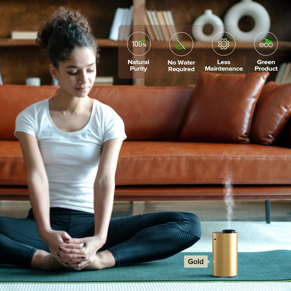 Waterless Essential Oil Diffuser for Home Aromatherapy Scent Diffusers with 3 Countdown Timer Settings or Timer-Off, 3 Mist Levels for Car Room