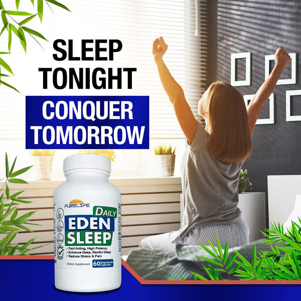 Eden Daily Sleep [New GABA Free Formula] Ã¢ÂÂ Fall Asleep Faster, Relax Your Muscles, Promote Deep and Restful Sleep (60 Vegan Capsules)