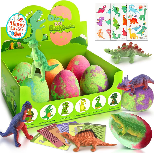 Bath Bombs for Kids with Surprise Toys inside - XXL Dinosaur Eggs Bath Bomb Gift, Kid Safe Spa Bath Fizz Balls Kit, Dinosaur Toys for Boys Girls 3