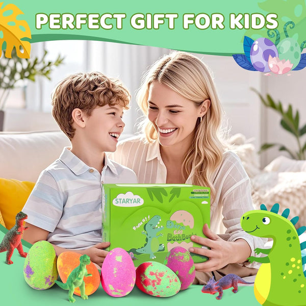 Bath Bombs for Kids with Surprise Toys inside - XXL Dinosaur Eggs Bath Bomb Gift, Kid Safe Spa Bath Fizz Balls Kit, Dinosaur Toys for Boys Girls 3