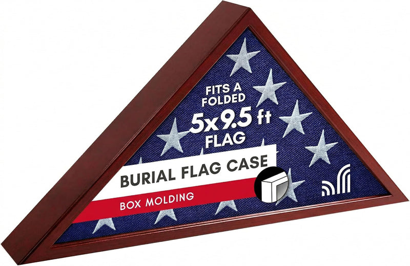 Americanflat Large Flag Display Case for Folded 5x9.5' Burial Flags - Engineered Wood Display Box for Wall or Tabletop - Silhouette Collection -