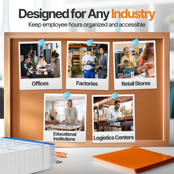 Flexzion Monthly Time Cards for Employees - Dual-Sided, Orange/Blue Attendance Tracker, 270-Piece Time Sheets Compatible with 6-Column Time Clock