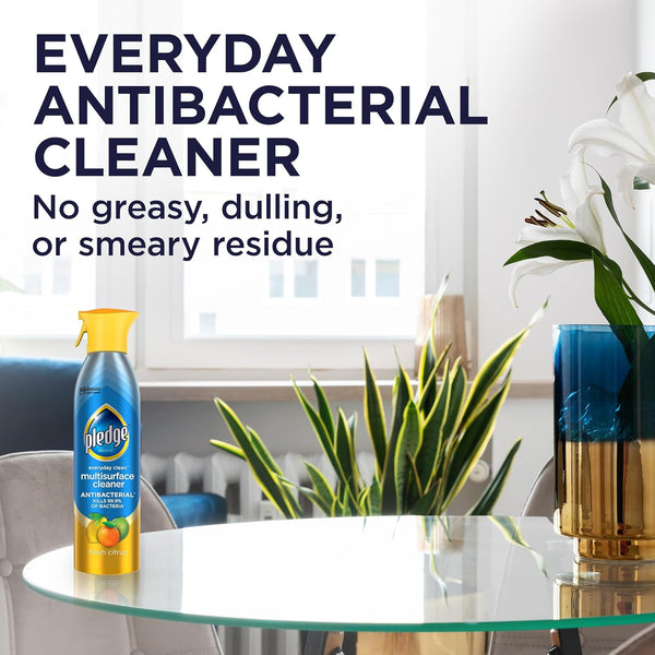 Pledge Antibacterial Multisurface Cleaner Spray, Fresh Citrus Scent, 9.7Oz