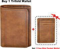 Trifold Wallet for Men Wallets with 8 Card Slot and 2 Money Pocket and 1 Clear Windows Slot + 1 Slim Card Pocket for Credit Card with 6 Card Slot