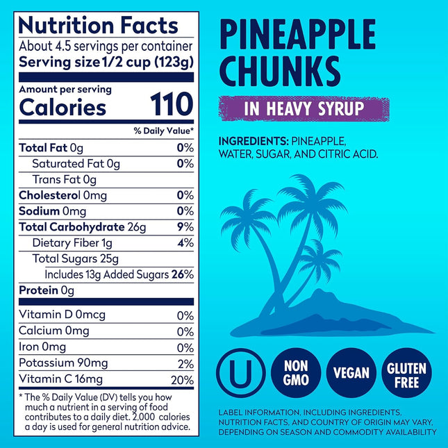 Dole Pineapple Chunks in Heavy Syrup - Dole Canned Fruit - Rich Source of Vitami