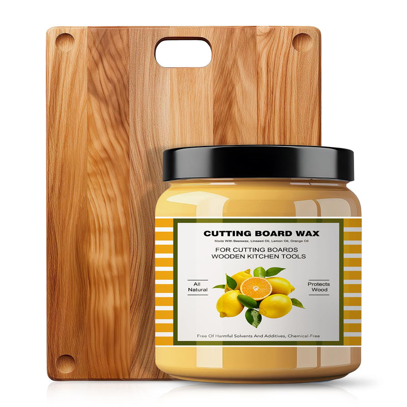 Premium Cutting Board Finish Wax - Natural Beeswax and Carnauba Wax - Improved with Lemon & Orange Oils - Beeswax Wood Polish - for Wood Butcher