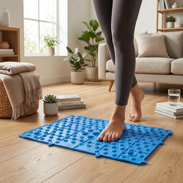Foot Massage Mat Blood Circulation Tension Release Pad TPE Colorful Foot Acupressure Mat for Home Party Game(Blue)