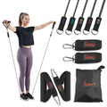 Sunny Health & Fitness Premium Resistance Band Set with Door Anchors, Wrist Straps, Handles Carry Bag Optional Padded Ankle Straps (Pair) for