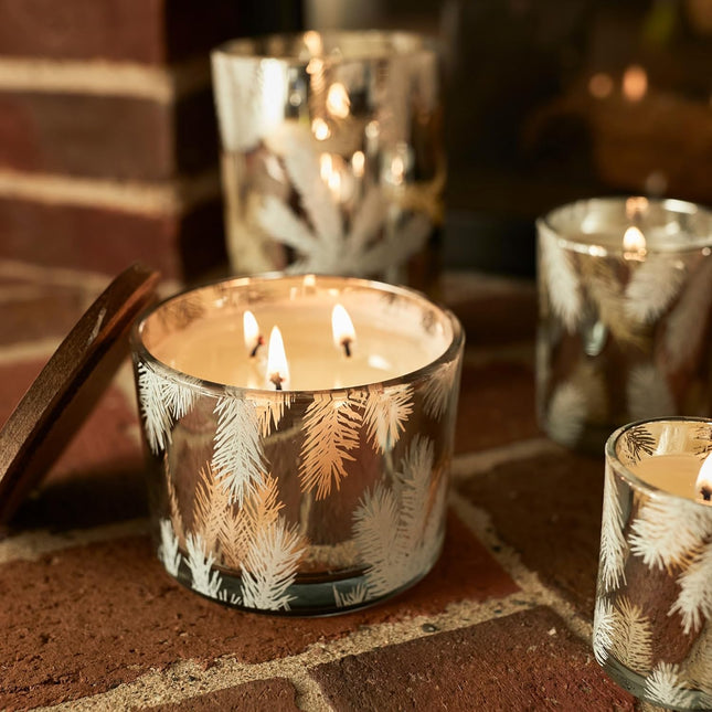 Thymes Frasier Fir Candles - Statement Collection - Silver with Pine Needle Desi