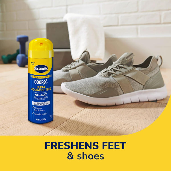 Dr. Scholl’s Odor-X ODOR-FIGHTING Spray-Powder // All-Day Odor Protection and Sweat Absorption - Packaging May Vary