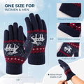 Winter Gloves Women Wool Warm and Cozy Mittens Women Elastic Knit Thermal for Outdoor Activities,Christmas Gift Navy Blue