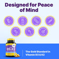 InnovixLabs Vitamin D3 K2-5000 IU Vitamin D3 Plus 600 mcg Vitamin K2 MK4 and MK7 for Max Calcium Absorption, Supports Bone, Immune, Heart Health,