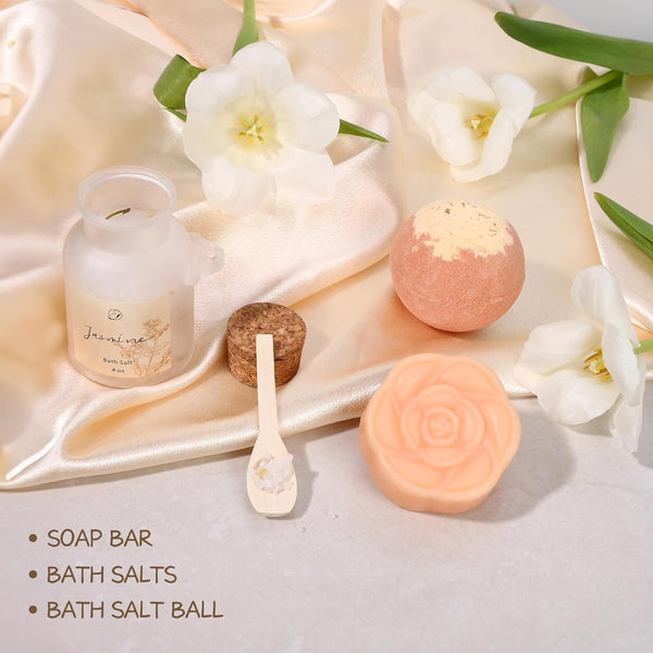 Spa Gifts for Women Mothers Day Gifts Jasmine Bath Gift Baskets Relaxing Self Care Gift for Mom Girlfriend Sister Wife Auntie Home Bath Care