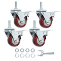Finnhomy Swivel Caster Wheels 2 Inch Heavy Duty Threaded Stem Casters 3/8"-16x1 with Brake Set of 4 Premium Polyurethane Wheels PU Load Bearing