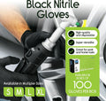 Inspire Black Nitrile Disposable Gloves | 4.5 Nitrile Disposable Safety Medical Cooking Cleaning Gloves Small Black - Box of 100