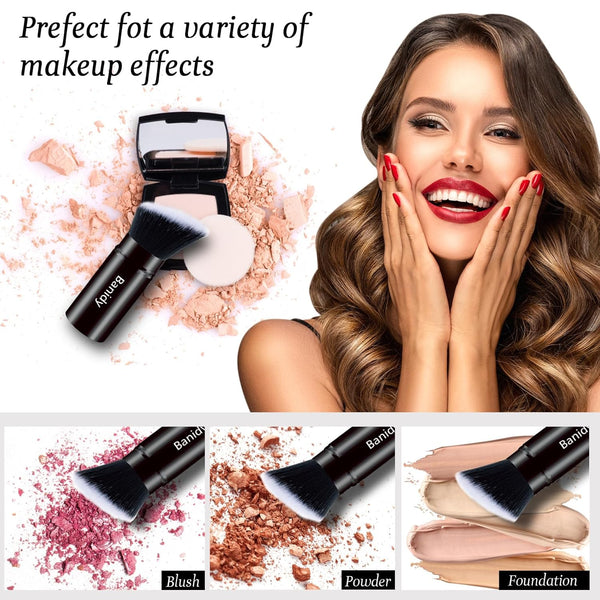 Makeup Brush Kabuki Face Brushes Retractable Travel Blush Kabuki Brush Portable Flawless for Foundation, Powder Blush, Bronzer, Buffing, Liquid,