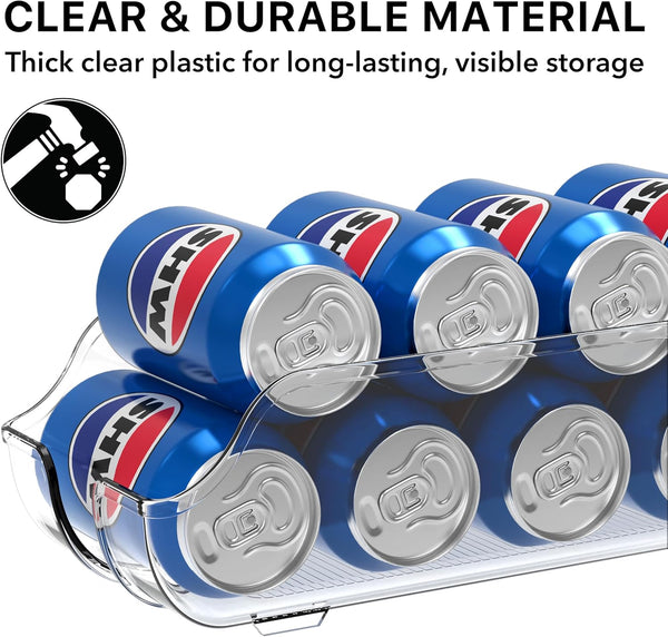 Simple Houseware Soda Can Organizer for Pantry / Refrigerator, Clear, Set of 2