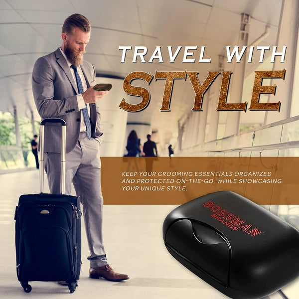 Bossman Travel Soap Container (Black) – Holder & Saver Case for Bar Soap for Men and Travel Toiletries Black Container