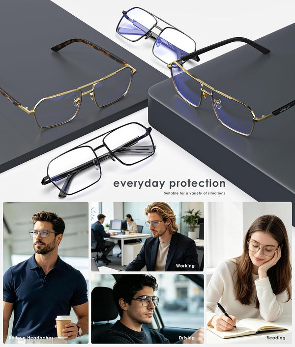 ANYLUV Blue Light Glasses Men/Women, Blue Light Blocking Glasses, Computer Screen Blocker Eyes Protection Glasses A01-black/Black Clear
