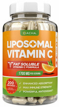 DACHA Natural Liposomal Vitamin C - 1700Mg, 200 Capsules, Immune System & Collagen Booster, High Absorption Fat Soluble VIT C, Buffered, Skin