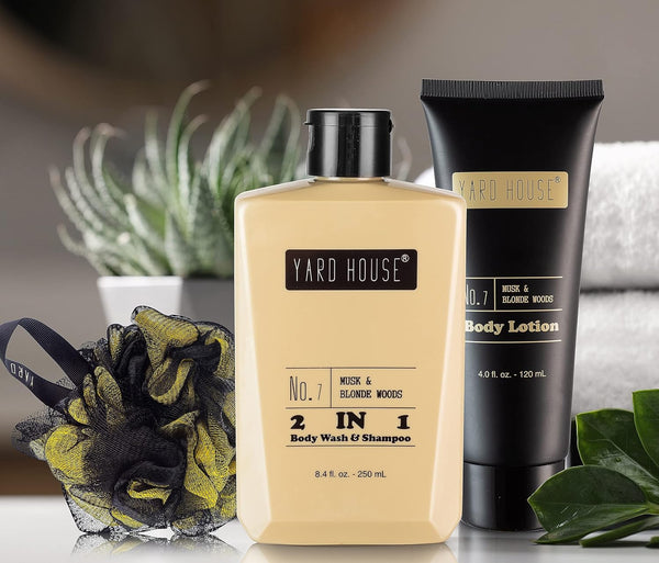 Mens Bath and Body Gift Set - Musk and Blonde Woods - Luxury Christmas, Birthday, Fathers Day Gifts from Daughter, Wife, Son for Dad, Husband -