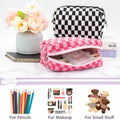 PAZIMIIK Checkered Makeup Bag for Purse Portable Zipper Make Up Pouch Small Cosmetic Case for Travel Accessories (Hotpink) Hotpink 1 Pack Box Pouch