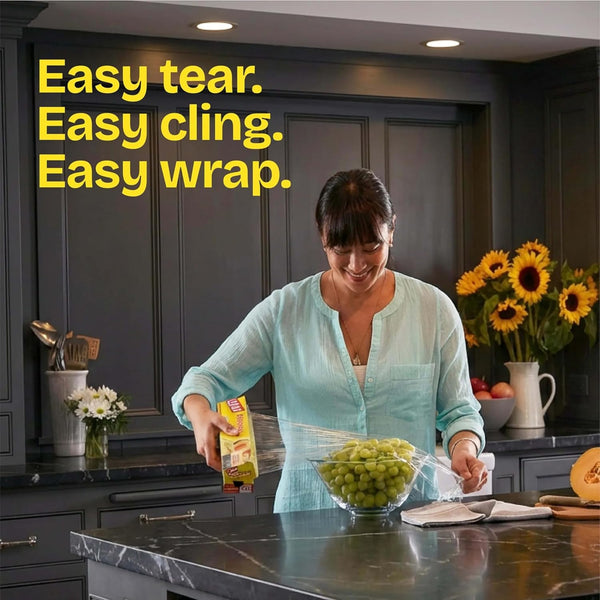 Glad Cling N Seal Plastic Food Wrap, 100 Square Foot Roll (Package May Vary)