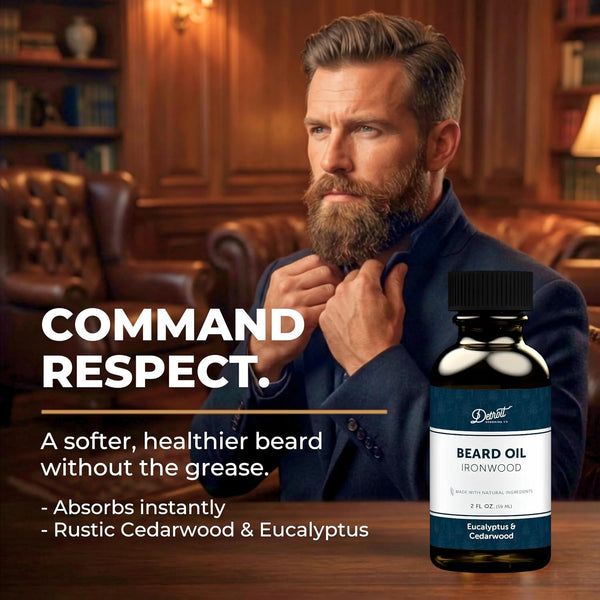 Detroit Grooming Co. Beard Oil | Ironwood | Natural Formula, 2 oz Ironwood 2 Fl Oz (Pack of 1)