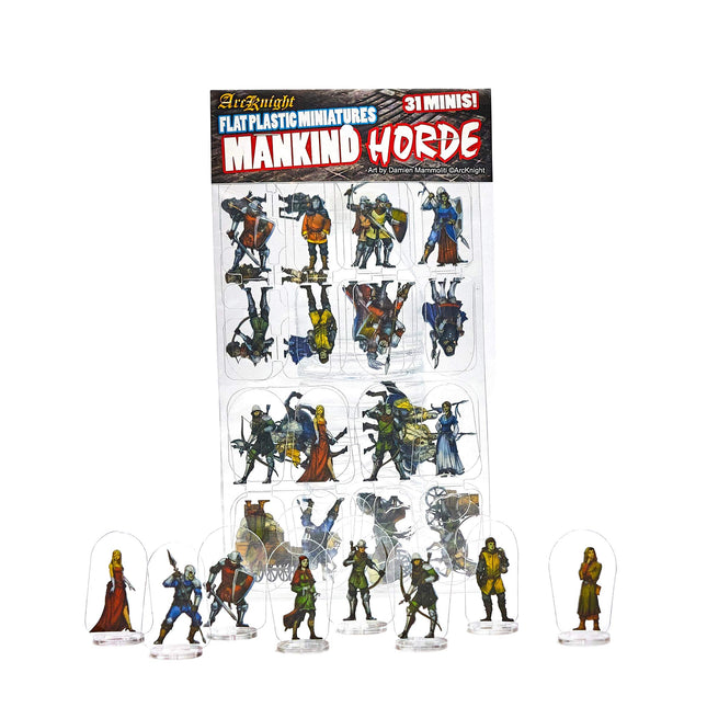 Arcknight Flat Plastic Miniatures: Mankind Horde; 31 Unique Human-Themed Enemy Minis for DND 5E and Pathfinder; Affordab