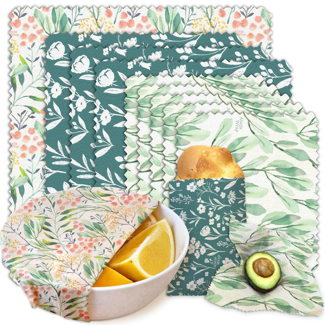 Beeswax Food Wrap, Reusable Beeswax Wraps Storage Set 9-Pack (5S 3M 1L), Organic
